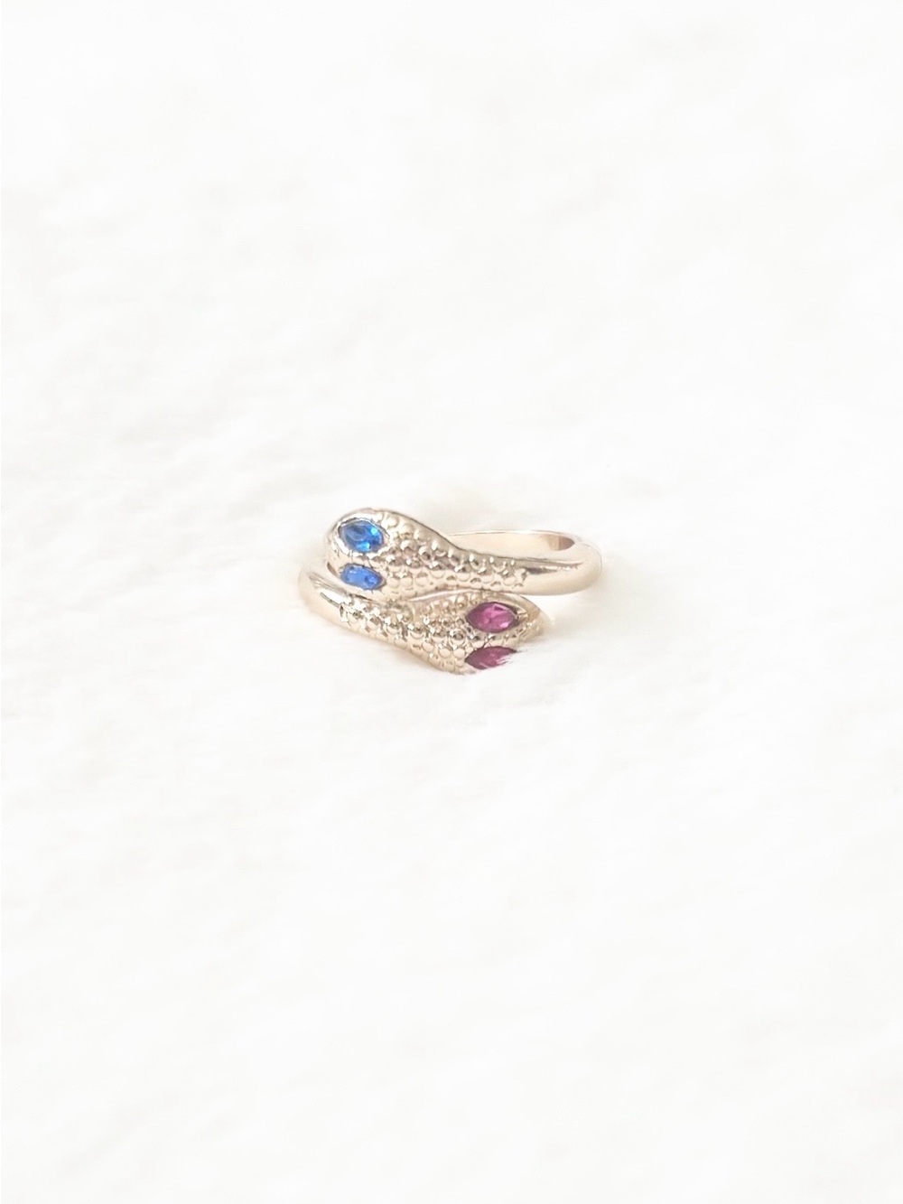 5/$15 🩷 MUST BUNDLE Gold Double Snake Ring with Blue and Pink Stones